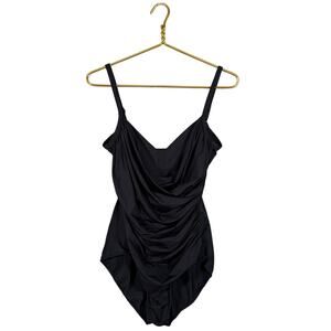 Jantzen Classics 14 Black Ruched Tummy Control One Piece Swims